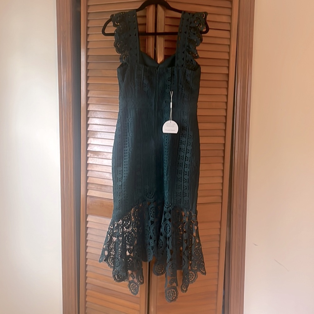 NWT- Two Sisters Green lace special occasion holiday dress size S - Picture 8 of 13